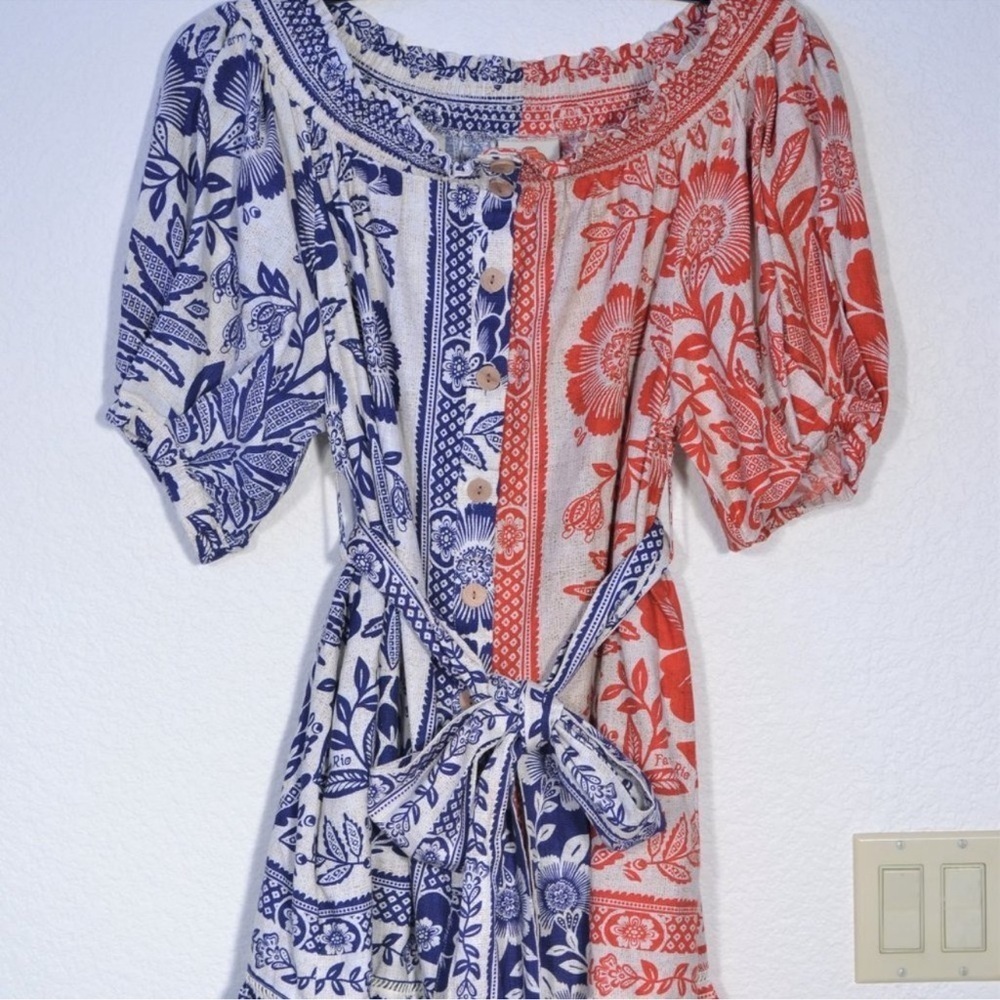 FARM Rio Red and Blue Floral Mini Dress - Picture 3 of 5